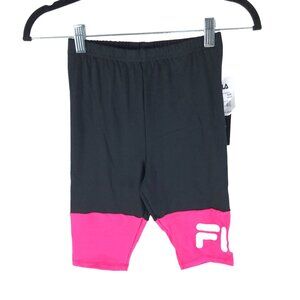 Fila Girls Colorblock Bike Biker Shorts Logo Black Pink 10/12